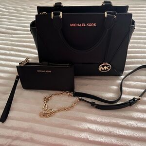 Michael Kors Black Satchel with Gold Accents